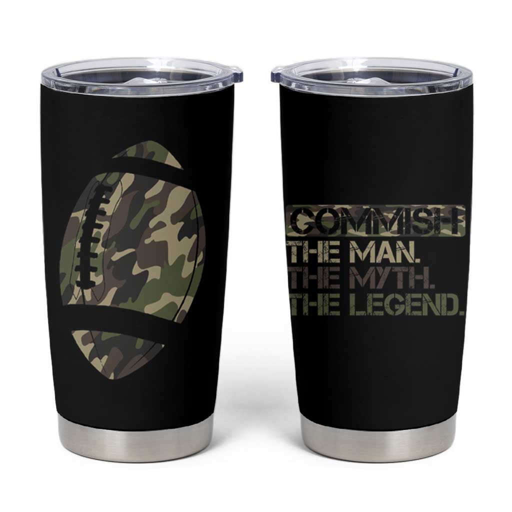 Fantasy Football Commissioner Draft Party Commish FFL Tumbler Cup Man Myth Legend Camouflage Gift - Wonder Print Shop