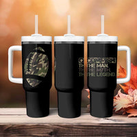Fantasy Football Commissioner Draft Party Commish FFL Tumbler With Handle Man Myth Legend Camouflage Gift - Wonder Print Shop