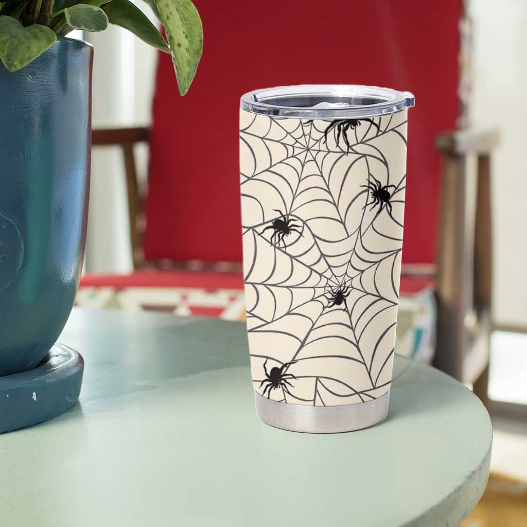 Vintage Halloween Spiders Web Tumbler Cup Spooky Vibes Nightmare Before Coffee - Wonder Print Shop
