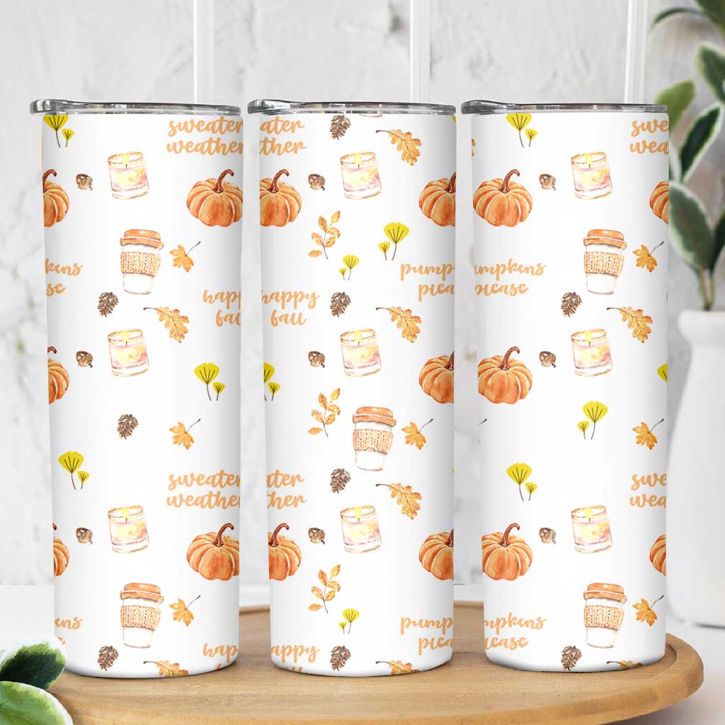 Pumpkin Season Fall Gift Skinny Tumbler Autumn Travel Cup For Thanksgiving - Wonder Print Shop
