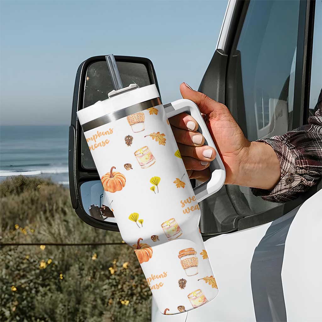Pumpkin Season Fall Gift Tumbler With Handle Autumn Travel Cup For Thanksgiving - Wonder Print Shop