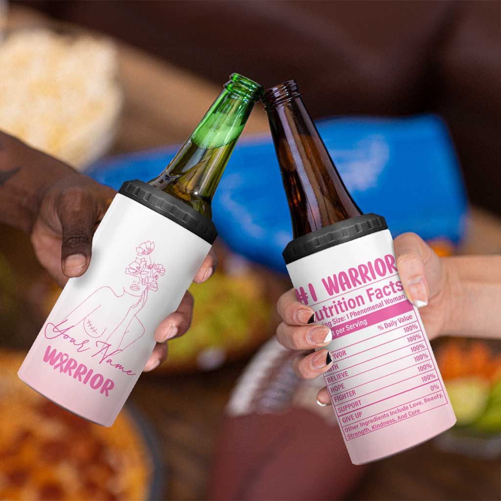 Personalized Breast Cancer Survivor 4 in 1 Can Cooler Tumbler Custom Name Pink Ribbon Chemo Care - Wonder Print Shop