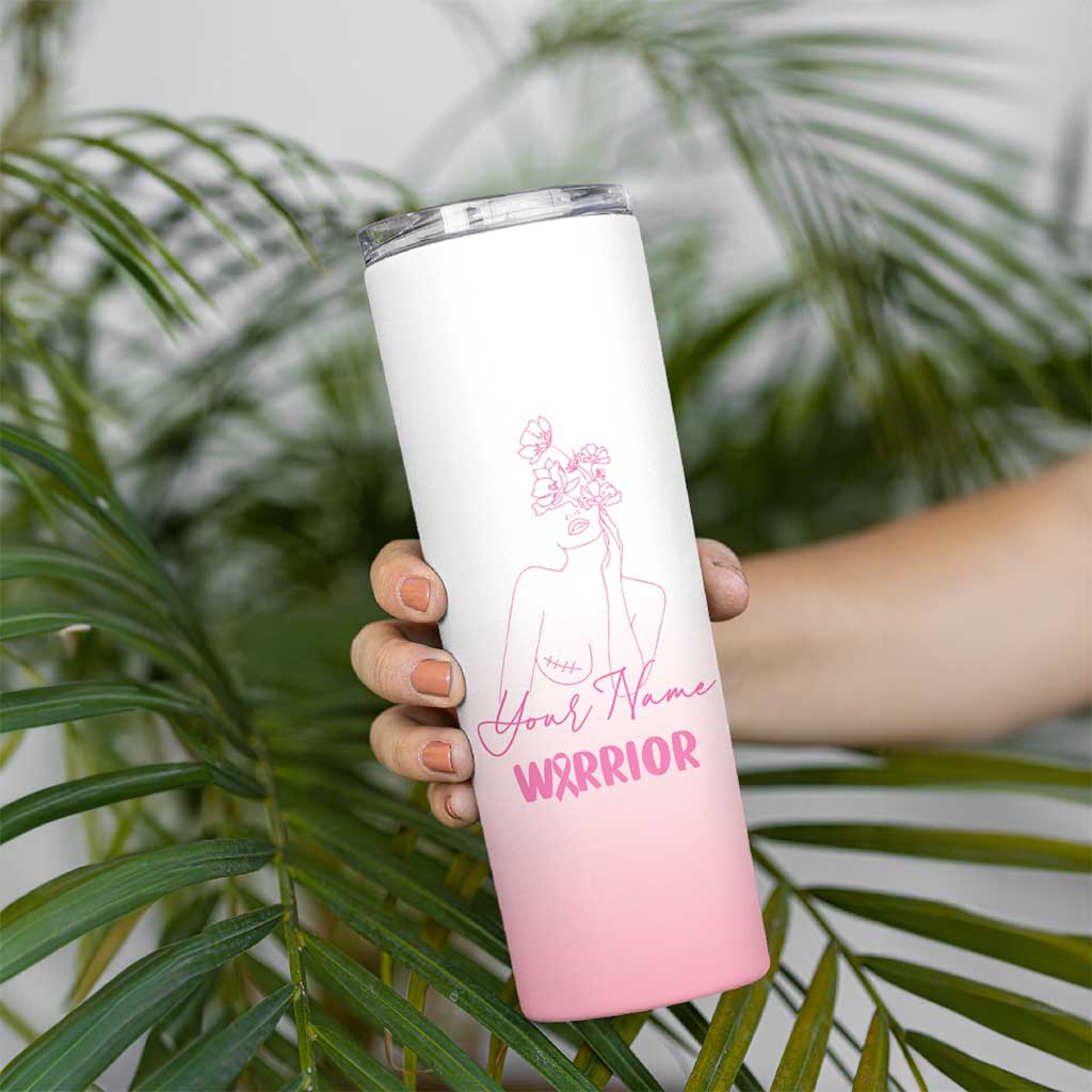 Personalized Breast Cancer Survivor Skinny Tumbler Custom Name Pink Ribbon Chemo Care - Wonder Print Shop
