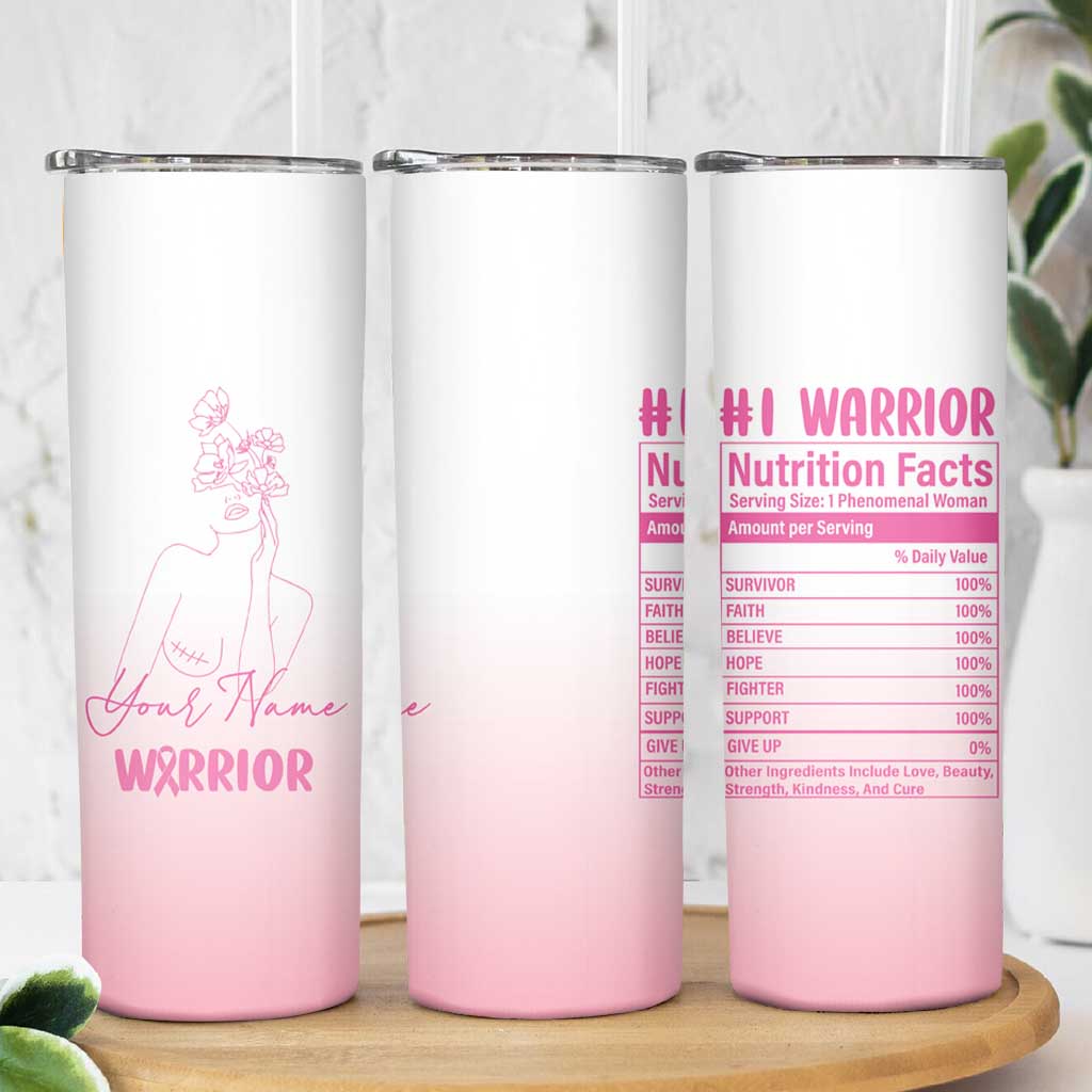 Personalized Breast Cancer Survivor Skinny Tumbler Custom Name Pink Ribbon Chemo Care - Wonder Print Shop