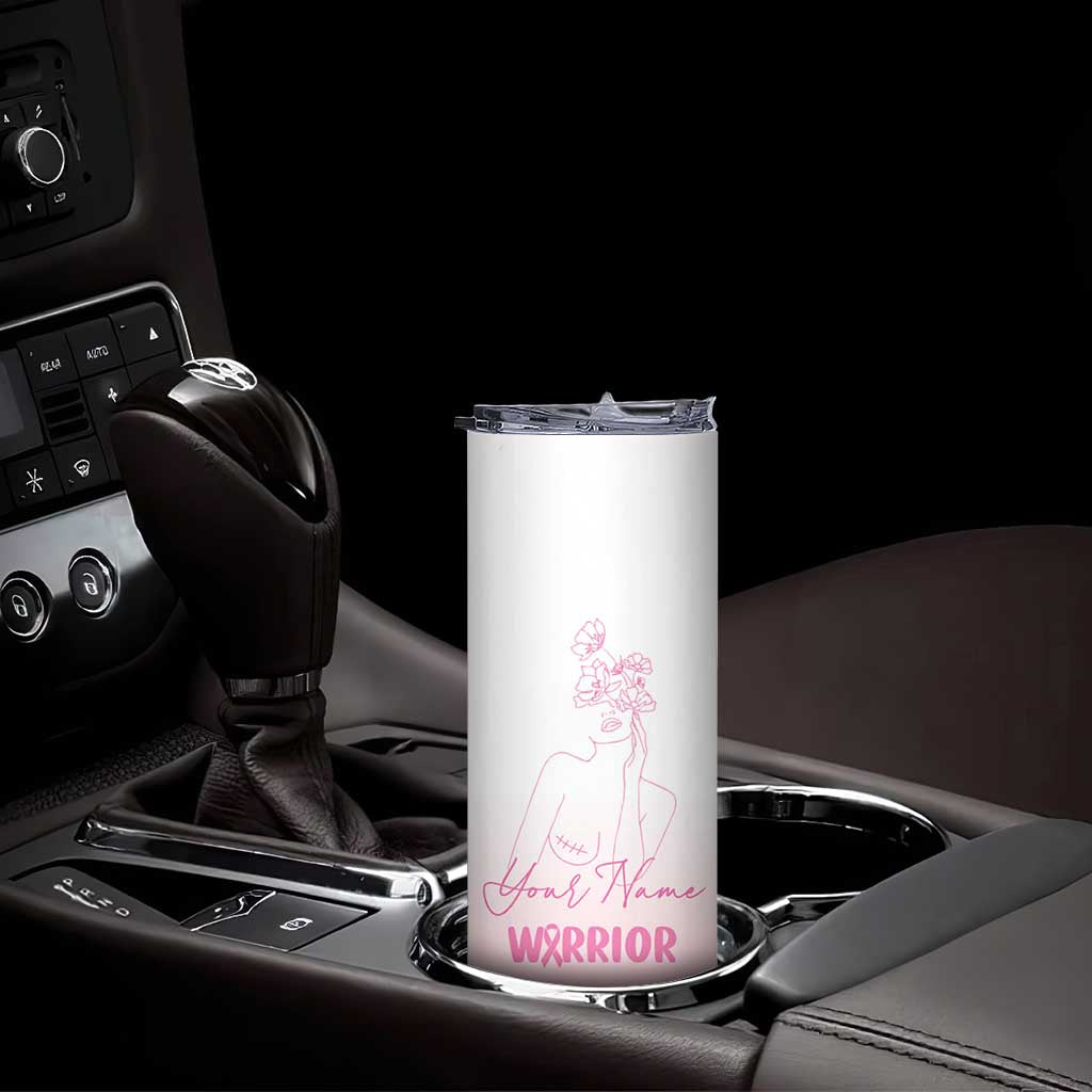Personalized Breast Cancer Survivor Skinny Tumbler Custom Name Pink Ribbon Chemo Care - Wonder Print Shop