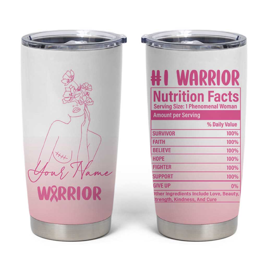 Personalized Breast Cancer Survivor Tumbler Cup Custom Name Pink Ribbon Chemo Care - Wonder Print Shop