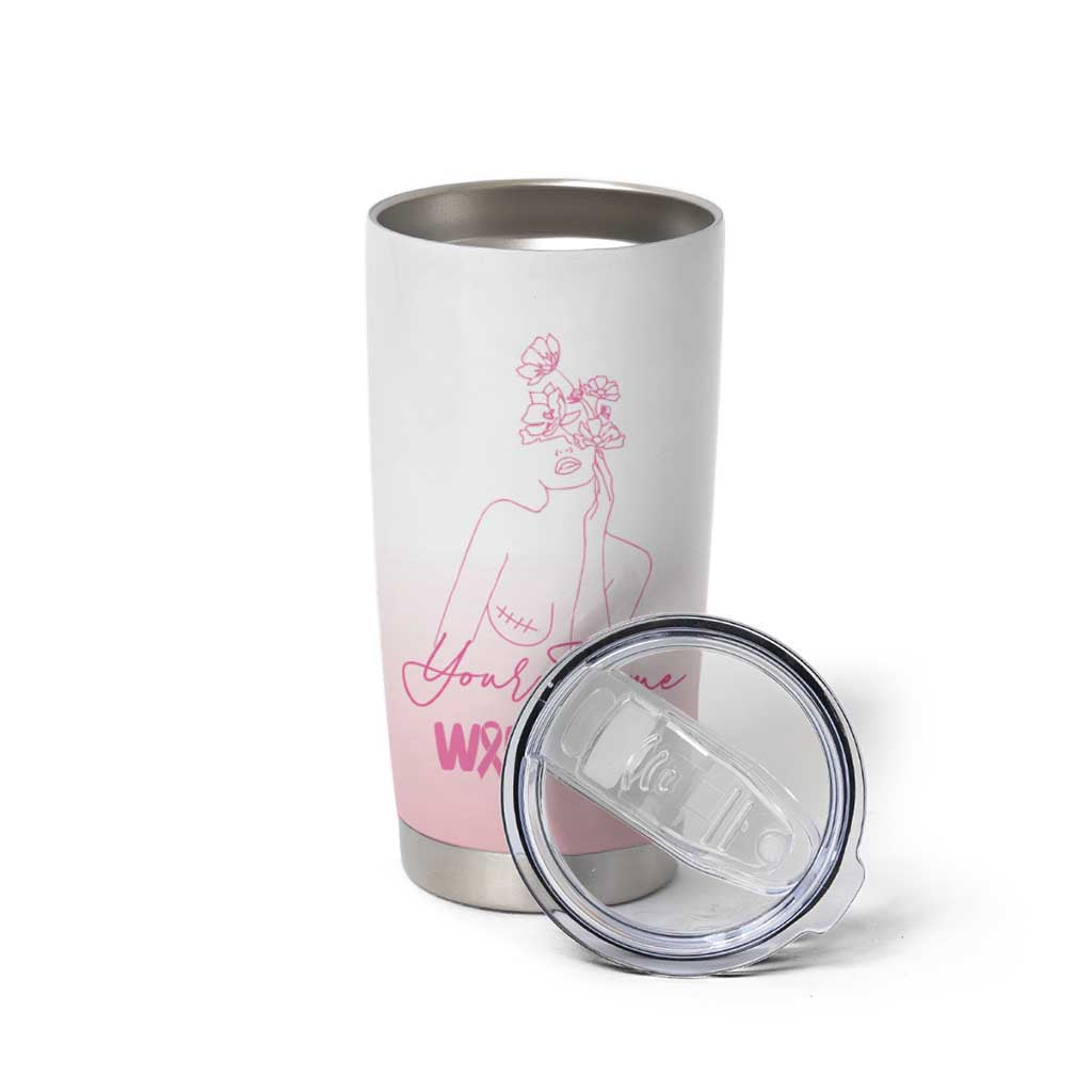 Personalized Breast Cancer Survivor Tumbler Cup Custom Name Pink Ribbon Chemo Care - Wonder Print Shop