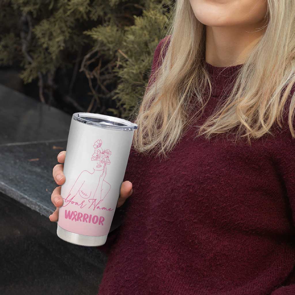 Personalized Breast Cancer Survivor Tumbler Cup Custom Name Pink Ribbon Chemo Care - Wonder Print Shop