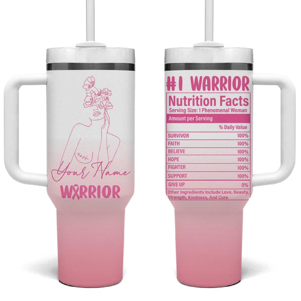 Personalized Breast Cancer Survivor Tumbler With Handle Custom Name Pink Ribbon Chemo Care - Wonder Print Shop