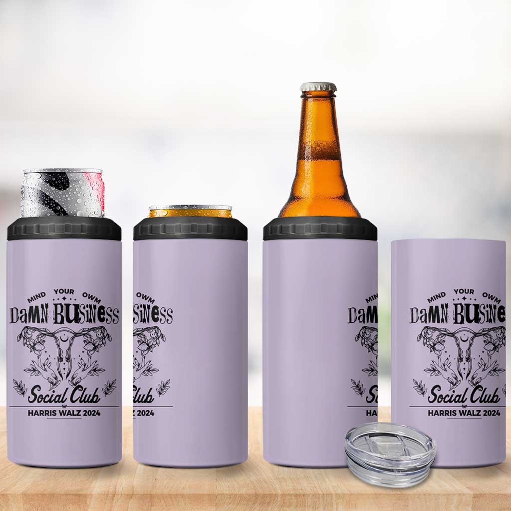 Harris Walz 2024 4 in 1 Can Cooler Tumbler Mind Your Own Damn Business Madam President Girl Power - Wonder Print Shop