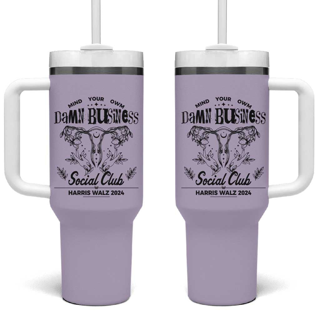 Harris Walz 2024 Tumbler With Handle Mind Your Own Damn Business Madam President Girl Power - Wonder Print Shop