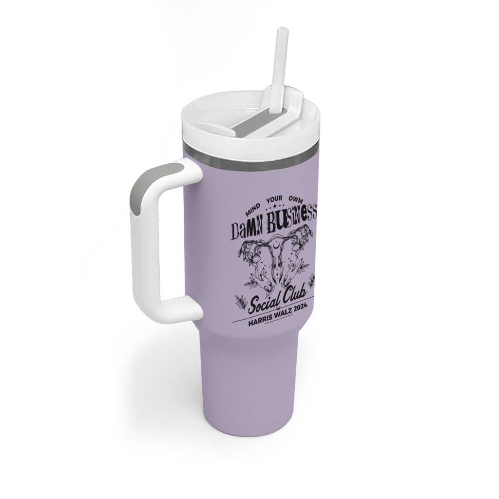 Harris Walz 2024 Tumbler With Handle Mind Your Own Damn Business Madam President Girl Power - Wonder Print Shop