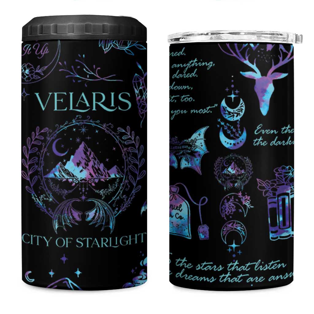 Velaris City Of Starlight 4 in 1 Can Cooler Tumbler Fantasy Celestial City Night Sky Bookish Book Lovers