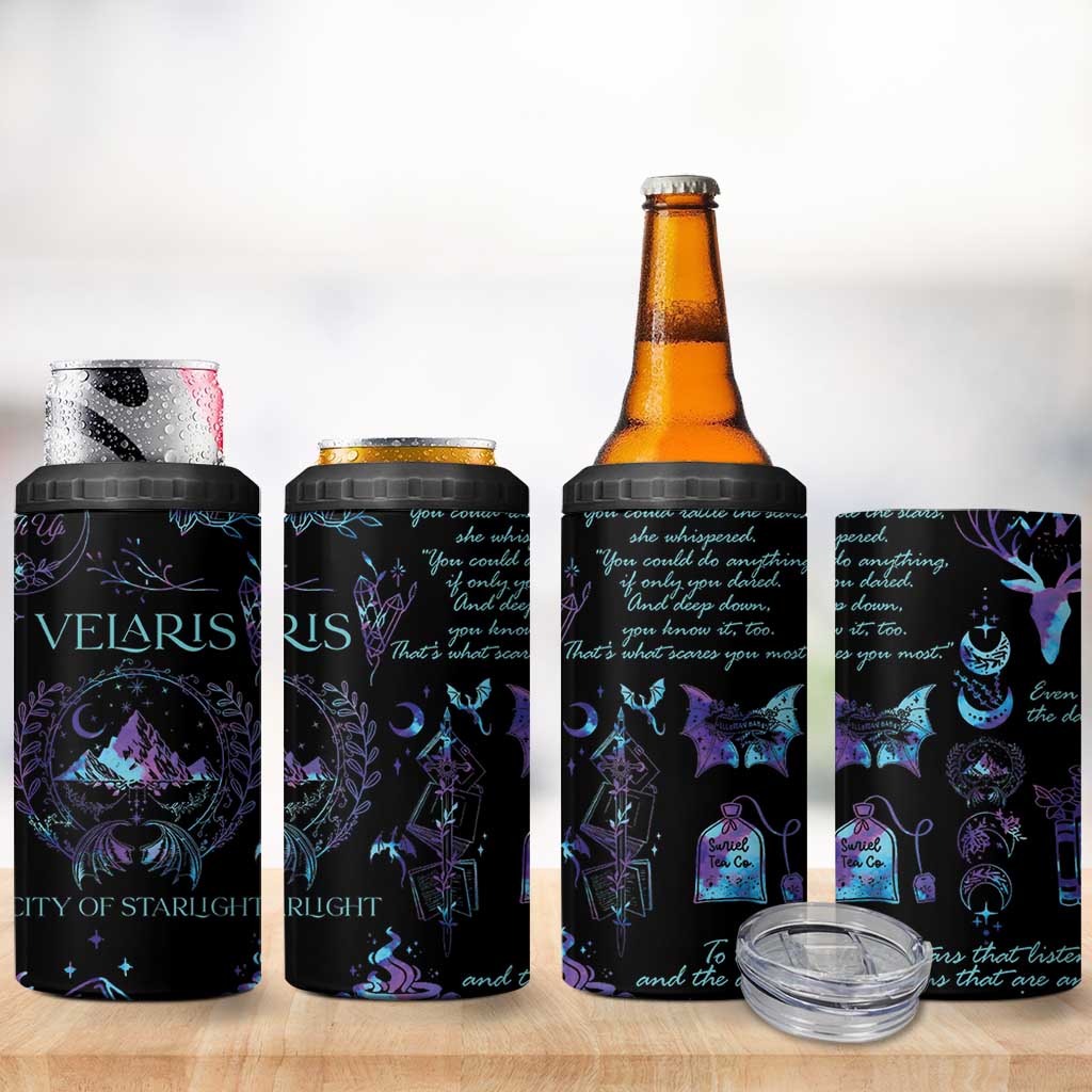 Velaris City Of Starlight 4 in 1 Can Cooler Tumbler Fantasy Celestial City Night Sky Bookish Book Lovers