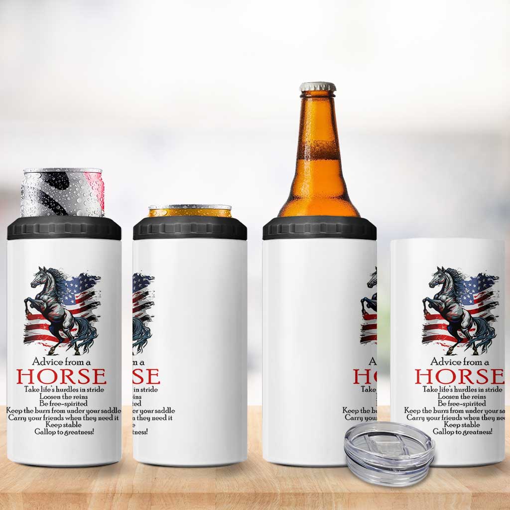 Horse Lovers 4 in 1 Can Cooler Tumbler Advice From A Horse Inspiration