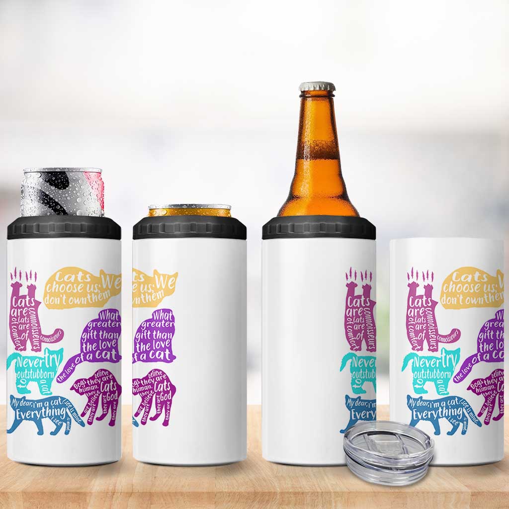 Cat Lover Gifts 4 in 1 Can Cooler Tumbler Kitten Quotes From Famous Writers Authors and Feline Lovers
