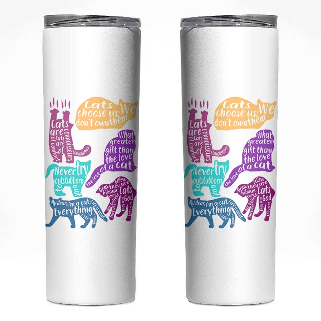 Cat Lover Gifts Skinny Tumbler Kitten Quotes From Famous Writers Authors and Feline Lovers