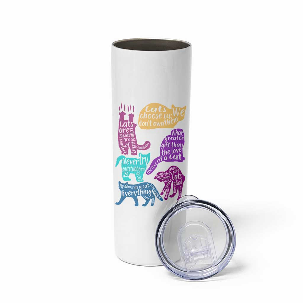 Cat Lover Gifts Skinny Tumbler Kitten Quotes From Famous Writers Authors and Feline Lovers