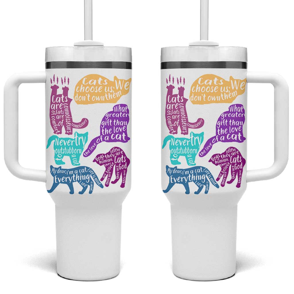 Cat Lover Gifts Tumbler With Handle Kitten Quotes From Famous Writers Authors and Feline Lovers