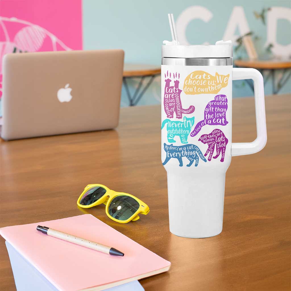 Cat Lover Gifts Tumbler With Handle Kitten Quotes From Famous Writers Authors and Feline Lovers