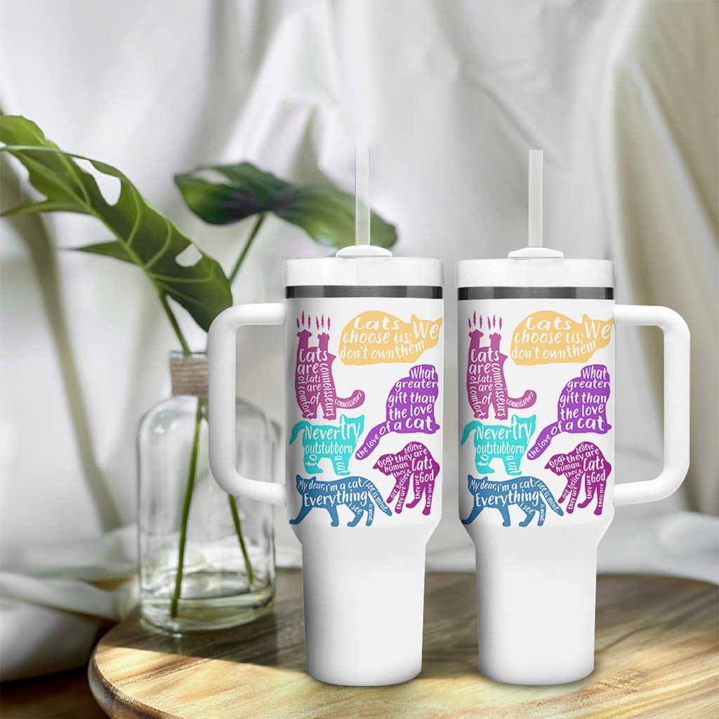 Cat Lover Gifts Tumbler With Handle Kitten Quotes From Famous Writers Authors and Feline Lovers