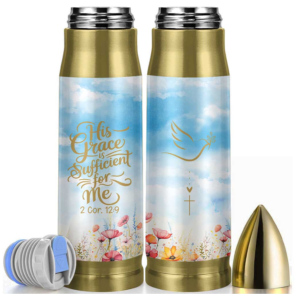 Christian Gifts For Women Bullet Tumbler Encouraging Bible Verse Cross His Grace Is Sufficient For Me