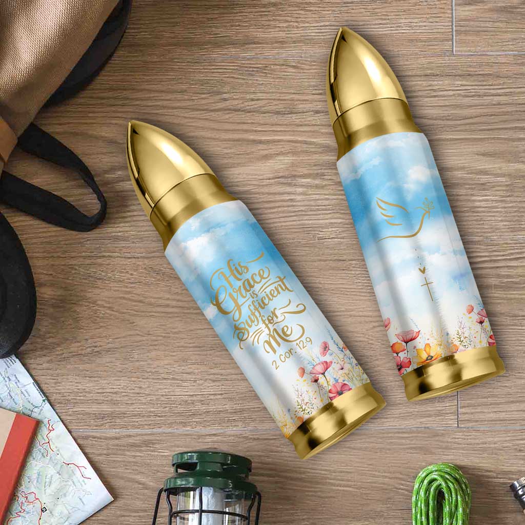 Christian Gifts For Women Bullet Tumbler Encouraging Bible Verse Cross His Grace Is Sufficient For Me