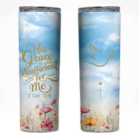 Christian Gifts For Women Skinny Tumbler Encouraging Bible Verse Cross His Grace Is Sufficient For Me