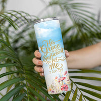 Christian Gifts For Women Skinny Tumbler Encouraging Bible Verse Cross His Grace Is Sufficient For Me