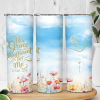 Christian Gifts For Women Skinny Tumbler Encouraging Bible Verse Cross His Grace Is Sufficient For Me