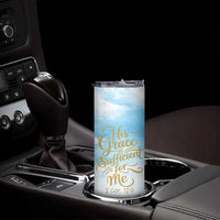 Christian Gifts For Women Skinny Tumbler Encouraging Bible Verse Cross His Grace Is Sufficient For Me