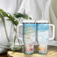 Christian Gifts For Women Tumbler With Handle Encouraging Bible Verse Cross His Grace Is Sufficient For Me