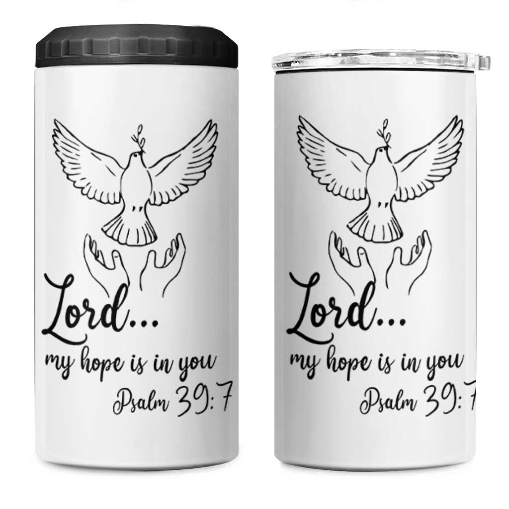 Christian Gifts 4 in 1 Can Cooler Tumbler Bible Verse My Hope Is in You Psalm 39:7