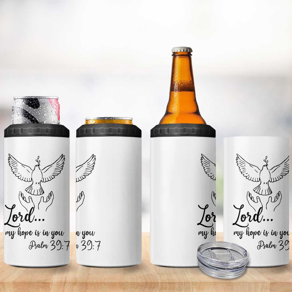 Christian Gifts 4 in 1 Can Cooler Tumbler Bible Verse My Hope Is in You Psalm 39:7