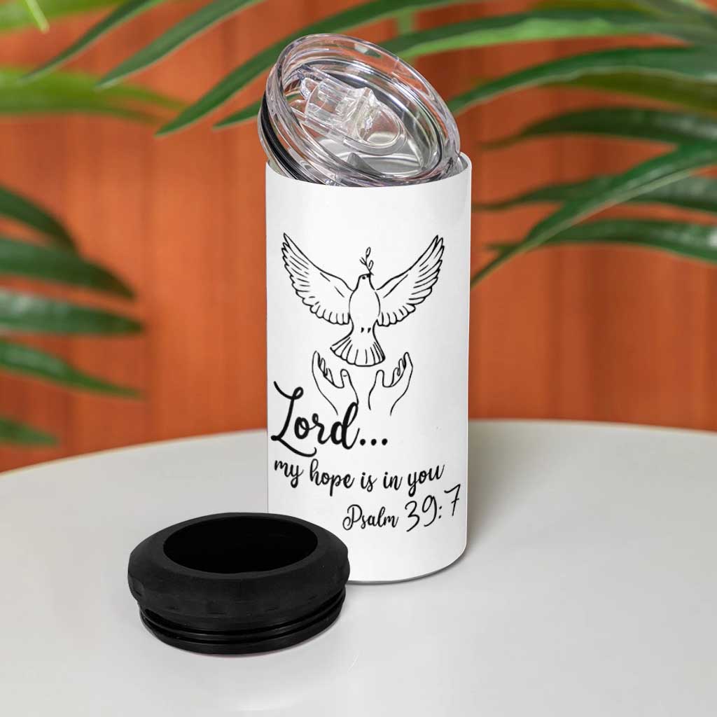 Christian Gifts 4 in 1 Can Cooler Tumbler Bible Verse My Hope Is in You Psalm 39:7