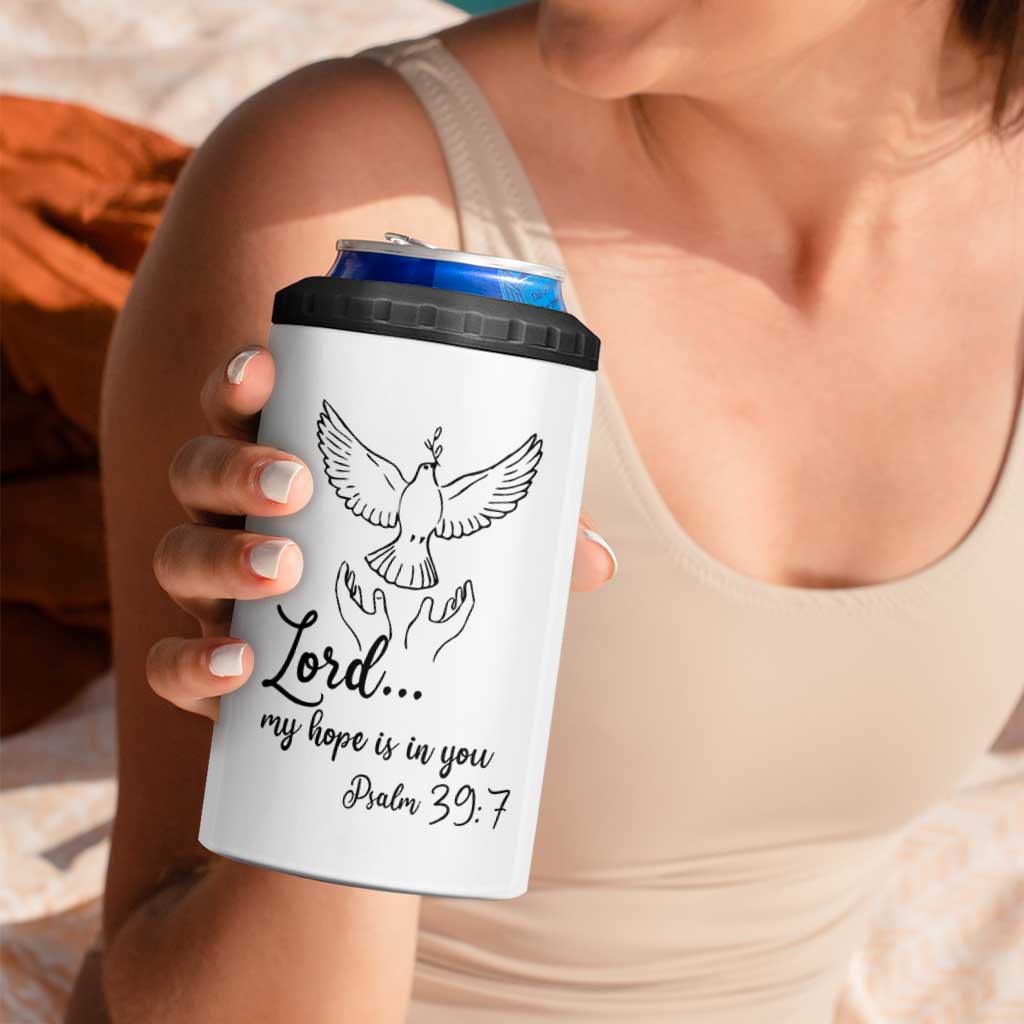 Christian Gifts 4 in 1 Can Cooler Tumbler Bible Verse My Hope Is in You Psalm 39:7