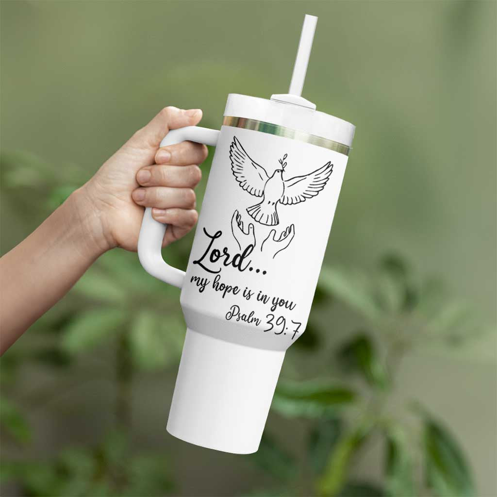 Christian Gifts Tumbler With Handle Bible Verse My Hope Is in You Psalm 39:7