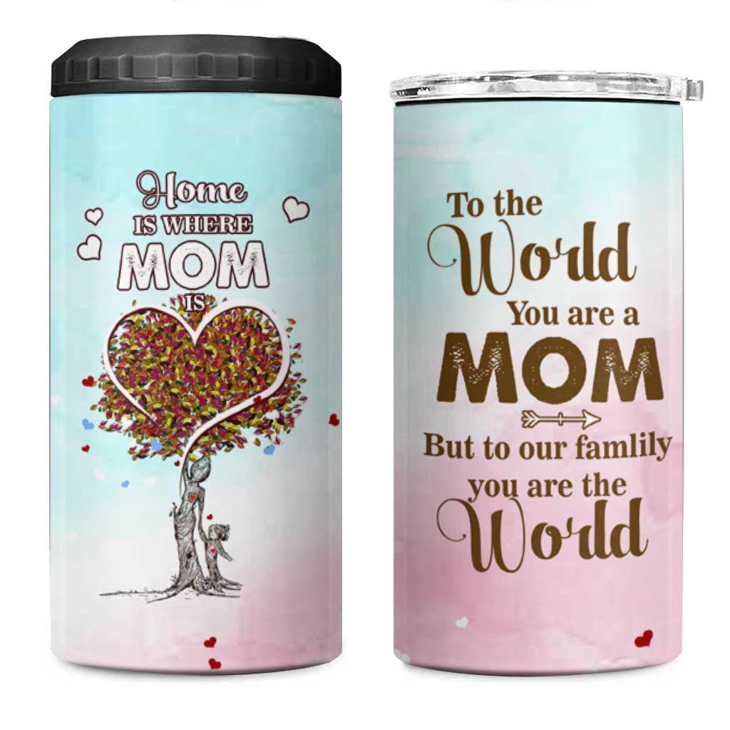 Mothers Day Mom Gifts 4 in 1 Can Cooler Tumbler Home is Where Mom Is