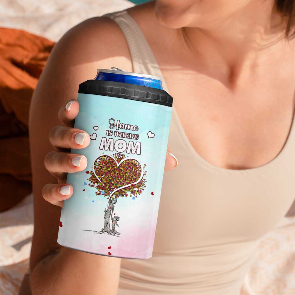 Mothers Day Mom Gifts 4 in 1 Can Cooler Tumbler Home is Where Mom Is