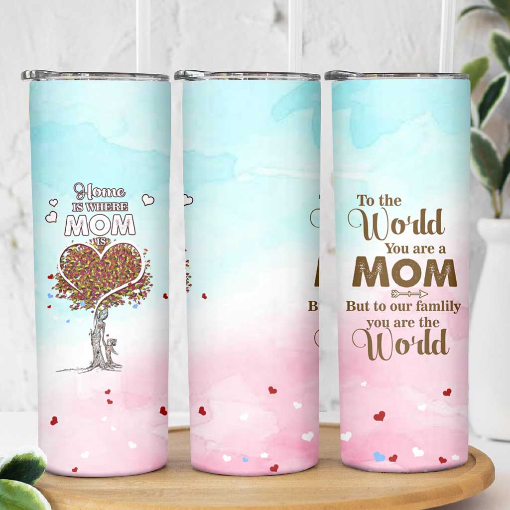Mothers Day Mom Gifts Skinny Tumbler Home is Where Mom Is