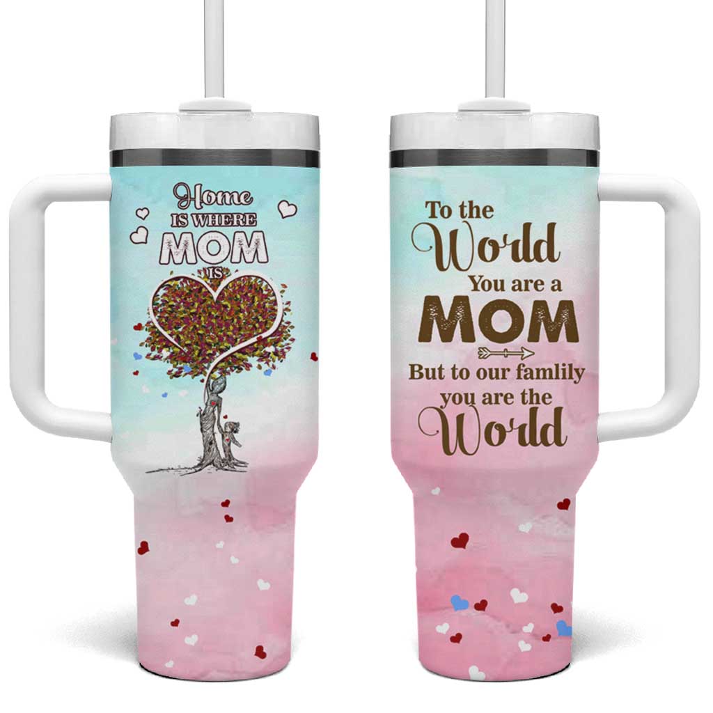 Mothers Day Mom Gifts Tumbler With Handle Home is Where Mom Is