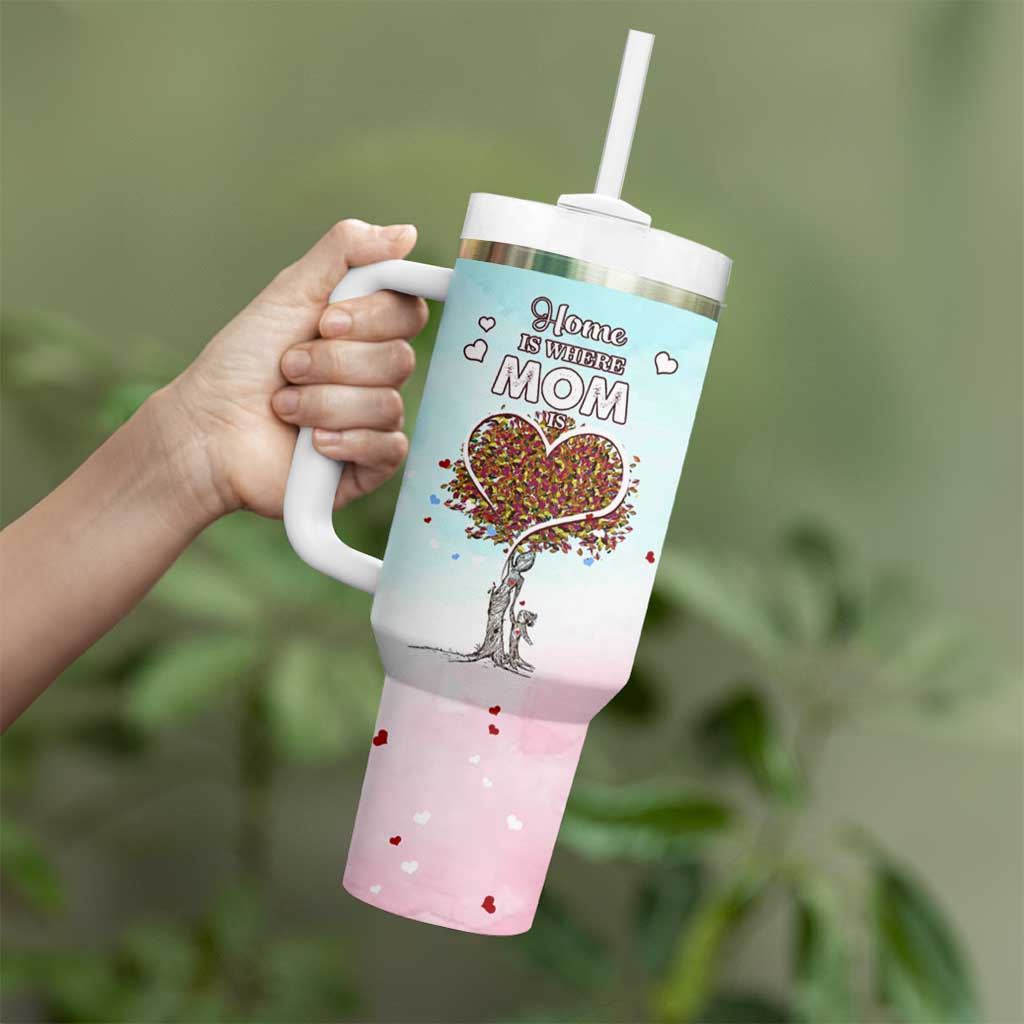 Mothers Day Mom Gifts Tumbler With Handle Home is Where Mom Is
