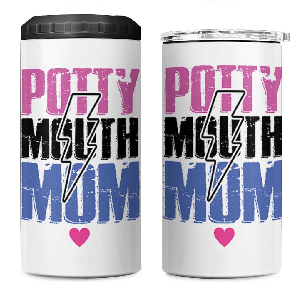 Funny Mom Birthday Gift 4 in 1 Can Cooler Tumbler Potty Mouth Mom Valentines Mothers Day Present