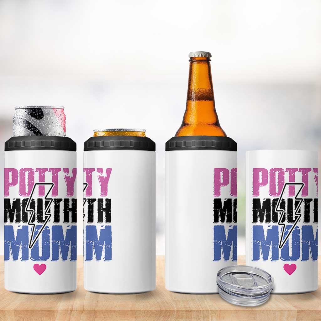 Funny Mom Birthday Gift 4 in 1 Can Cooler Tumbler Potty Mouth Mom Valentines Mothers Day Present