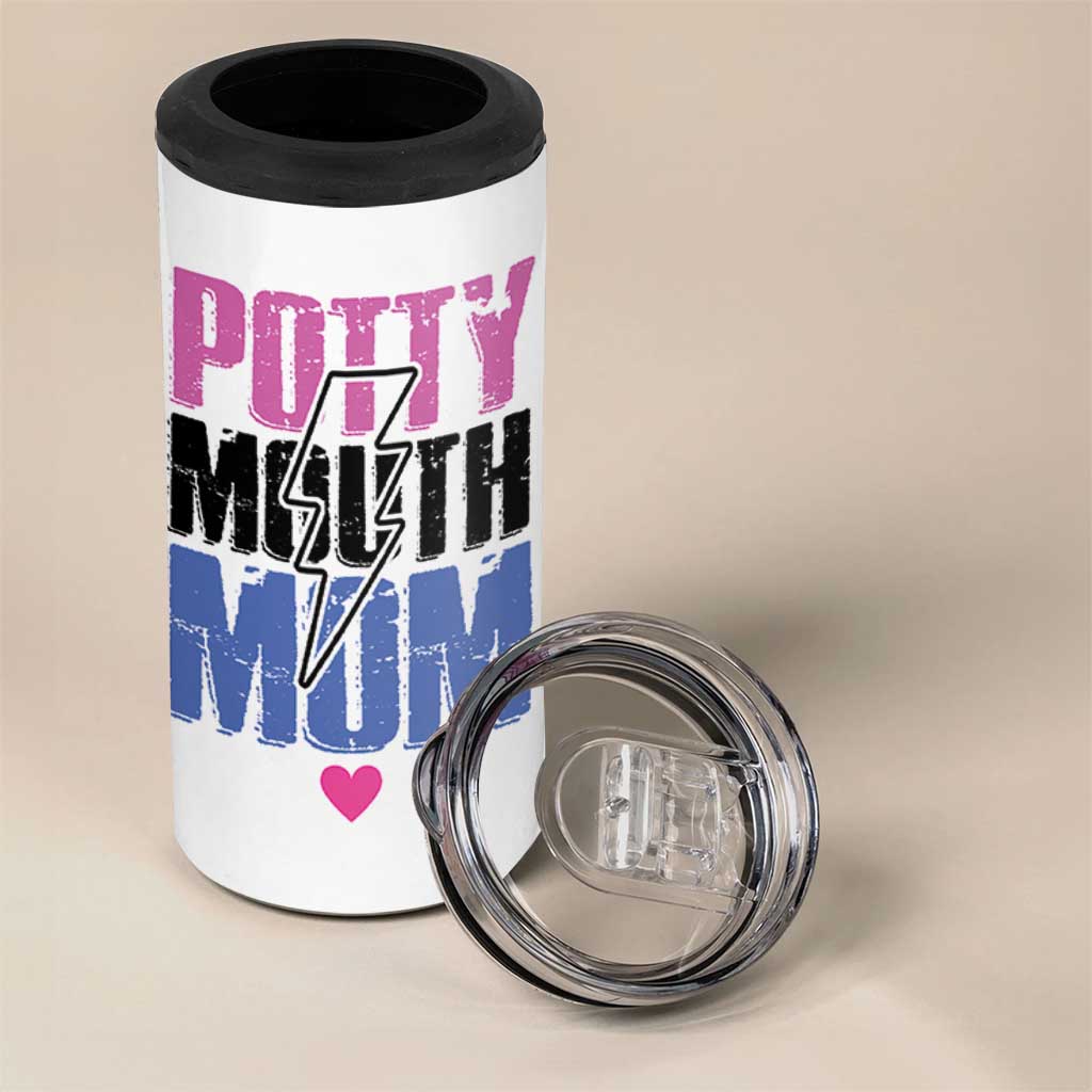 Funny Mom Birthday Gift 4 in 1 Can Cooler Tumbler Potty Mouth Mom Valentines Mothers Day Present
