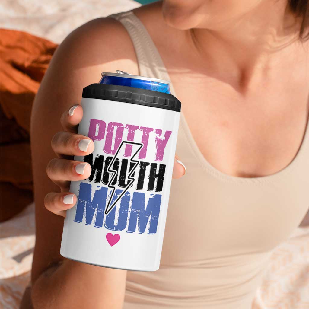 Funny Mom Birthday Gift 4 in 1 Can Cooler Tumbler Potty Mouth Mom Valentines Mothers Day Present