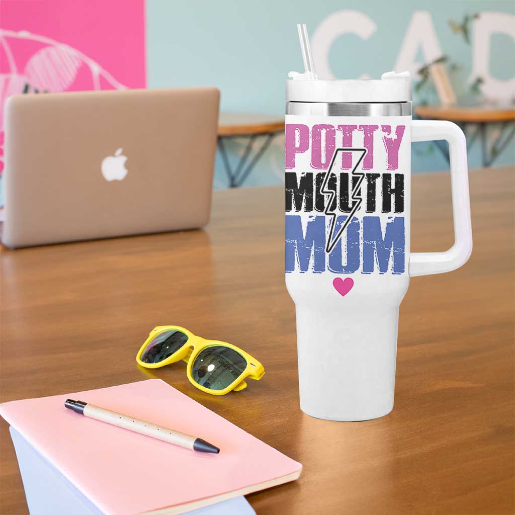 Funny Mom Birthday Gift Tumbler With Handle Potty Mouth Mom Valentines Mothers Day Present