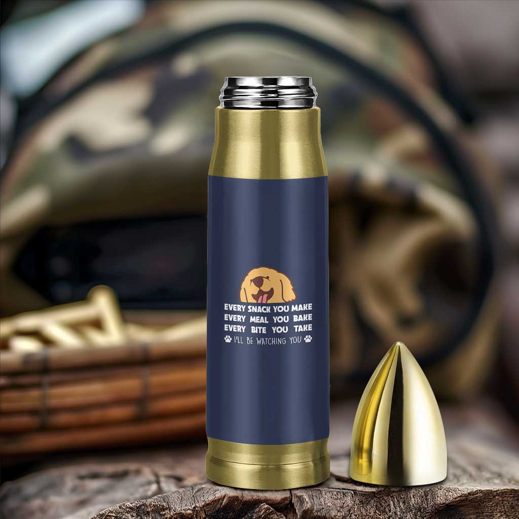 Funny Dog Lover Bullet Tumbler Retro Peeking Dog Every Snack You Make Fun Pet Humor