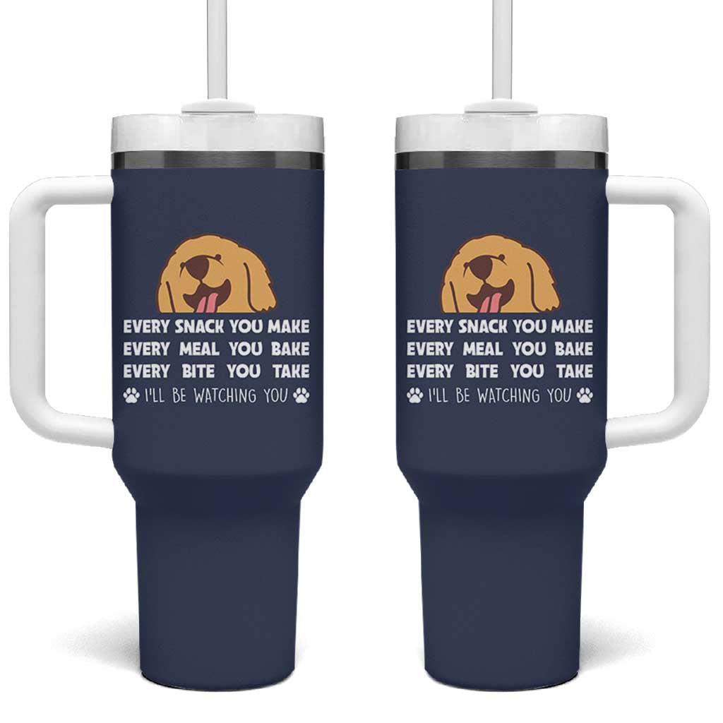 Funny Dog Lover Tumbler With Handle Retro Peeking Dog Every Snack You Make Fun Pet Humor