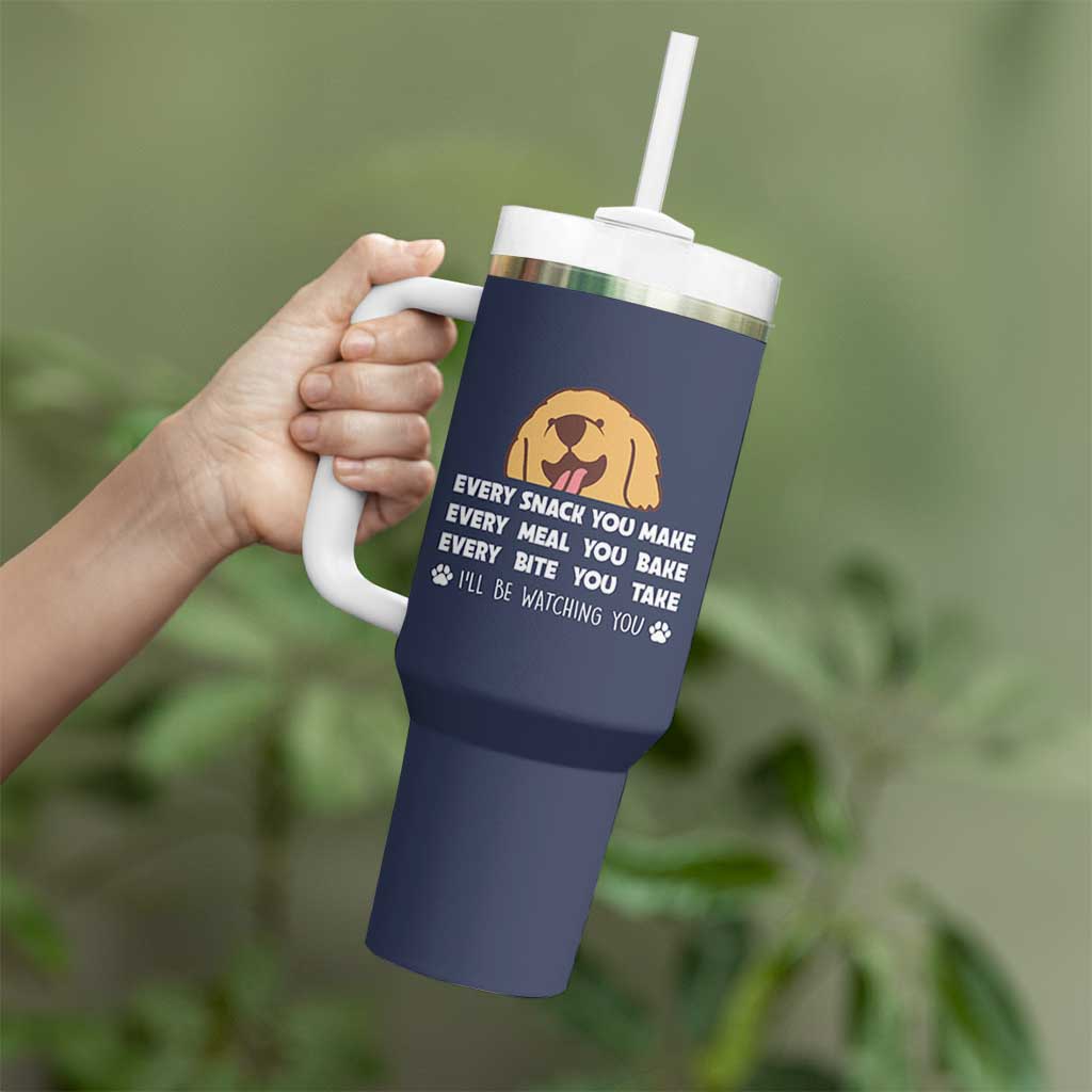 Funny Dog Lover Tumbler With Handle Retro Peeking Dog Every Snack You Make Fun Pet Humor